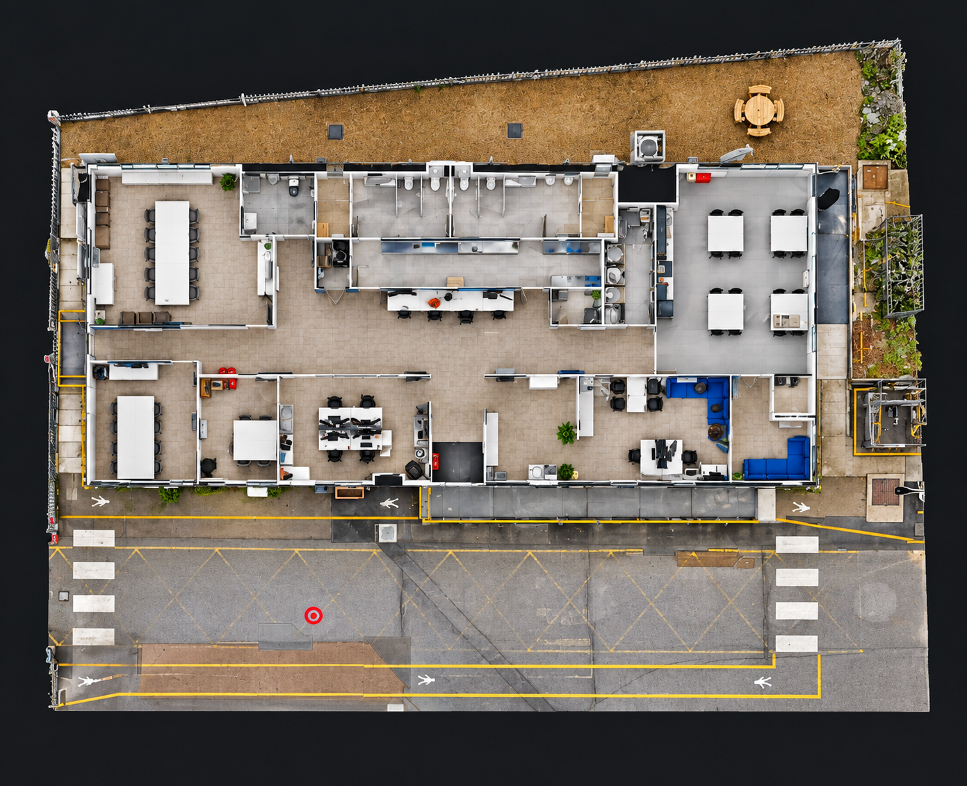 Top-down Matterport floor plan of the same building