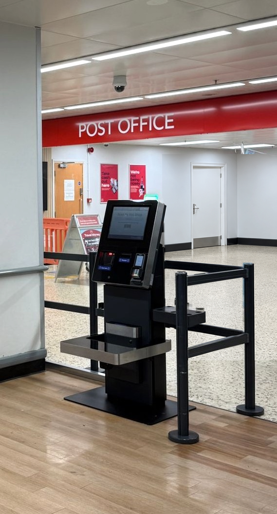 Completed checkout installation in front of the Post Office